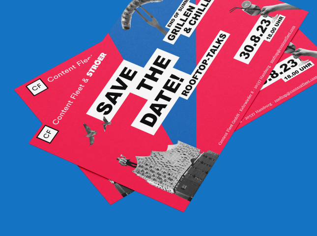 "Save the Date" Karten von Content Fleet für Rooftop-Talks