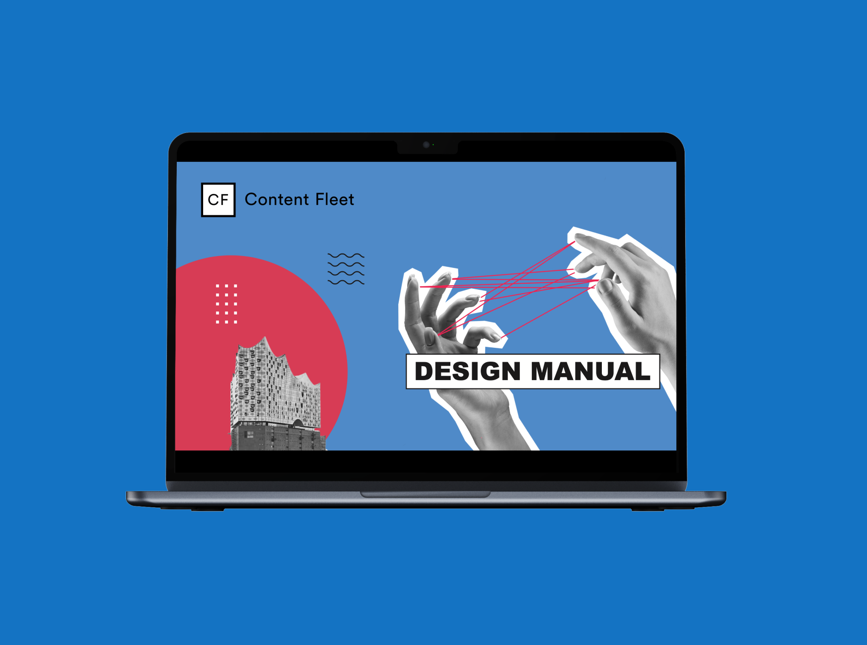 Das von twotype gestaltete Corporate Design von Content Fleet auf dem Desktop