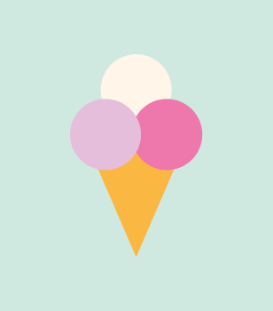 Von twotype entworfene Illustration einer Eiswaffel mit drei Kugeln Eis