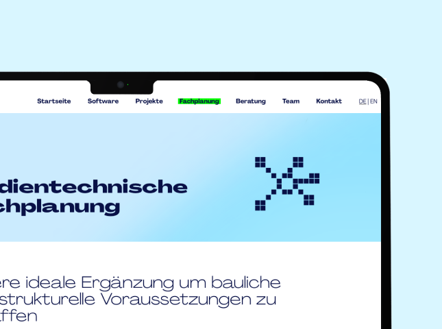 Detailansicht der Website des Hamburger Ingenieurbüros Intermediate Engineering auf dem Desktop