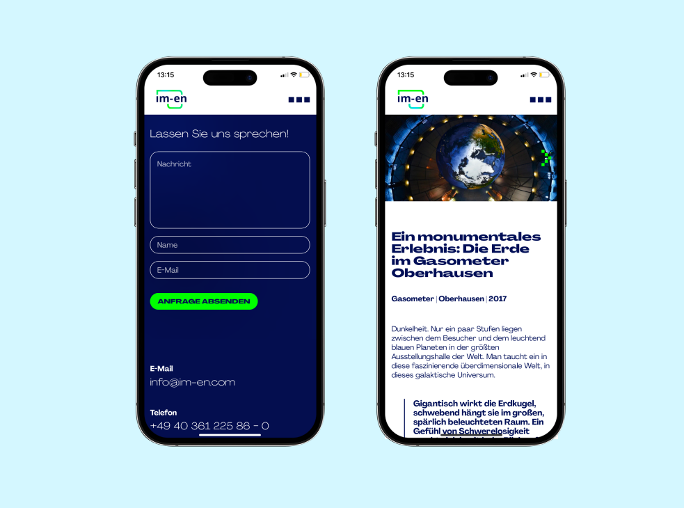 Von twotype designte Intermediate Engineering Website auf zwei Smartphones