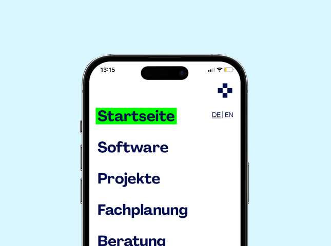 Navigation mit dem Smartphone auf der Website des Hamburger Ingenieurbüros Intermediate Engineering