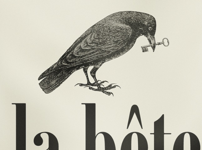Von twotype design entwickeltes Logo eines Vogels, der einen Schlüssel im Schnabel hält, für die Hamburger Kaffeerösterei la bête noire