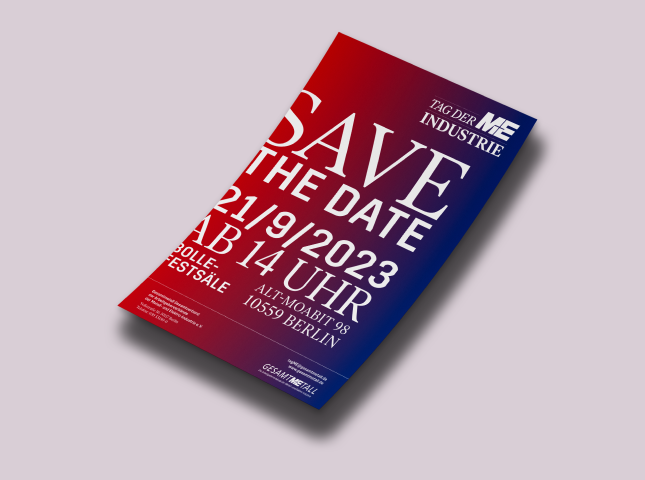 Von twotype gestalteter Flyer für den Tag der M+E-Industrie 2023