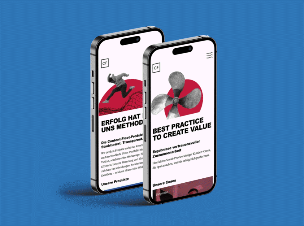 Cases und Products Seite von Content Fleet auf dem Smartphone
