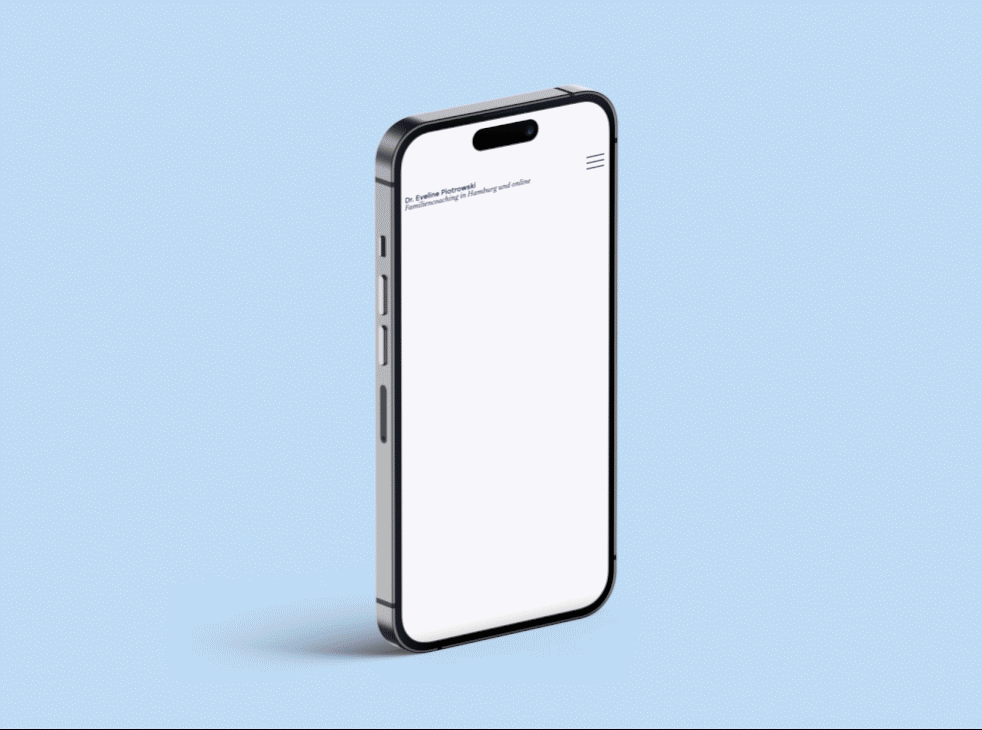 Die von twotype gestaltete Website von Eveline Piotrowski auf dem Smartphone