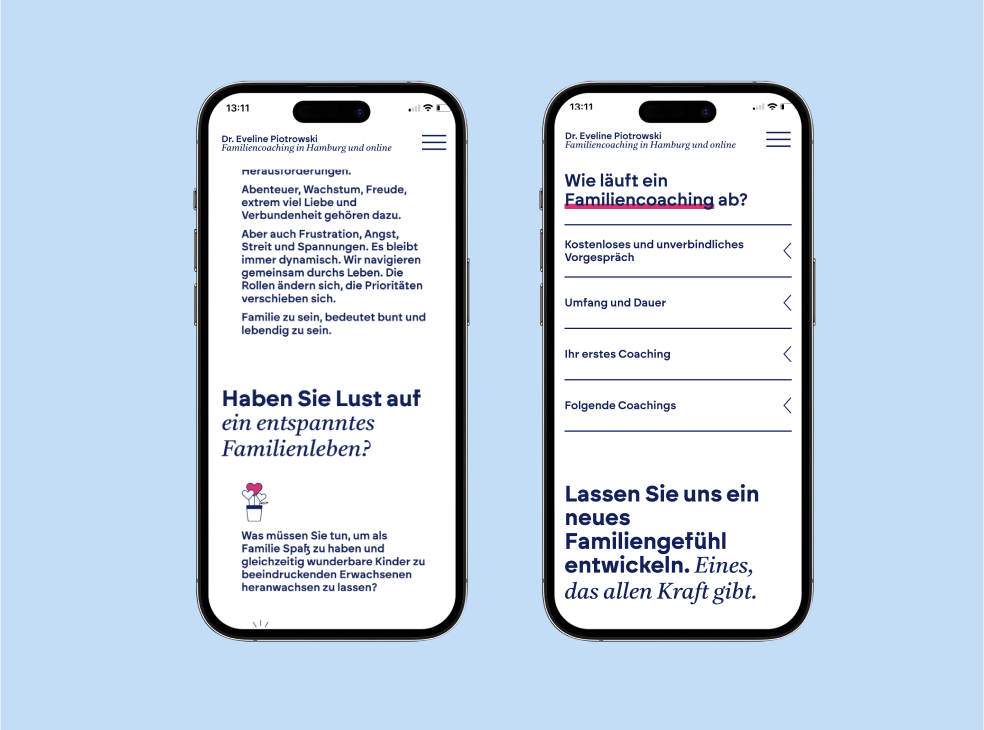Die von twotype gestaltete Website von Eveline Piotrowski auf dem Smartphone