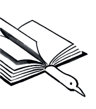 Illustration Buch mit Vogelkopf