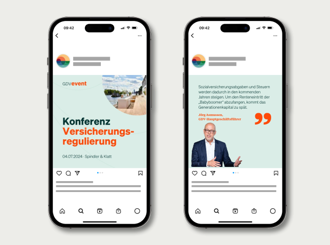 Zwei GDV Social Media Postings bei Instagram auf dem Smartphone