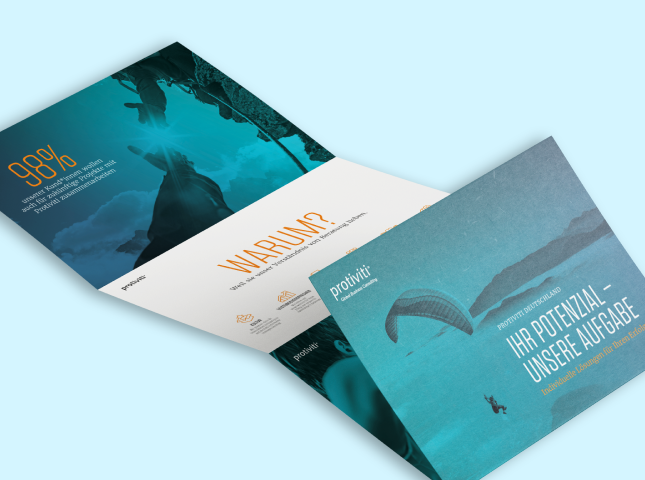 Von twotype design gestaltetes Infomaterial für die Unternehmensberatung Protiviti