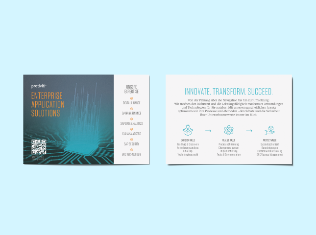 Von twotype design gestalteter Flyer für die Unternehmensberatung Protiviti