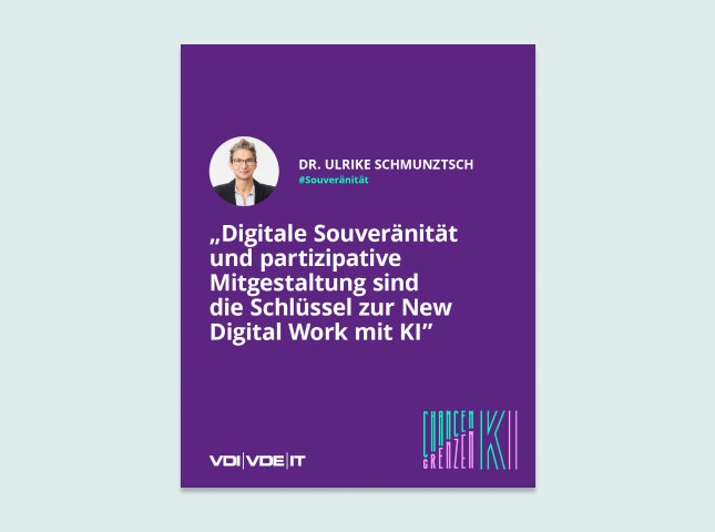 Ein Zitat von Dr. Ulrike Schmunztsch in der Event-CI des VDI/VDE-IT Sommercampus 2024