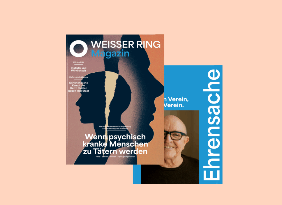 Cover des von twotype design gestalteten WEISSER RING Magazins 02/2025