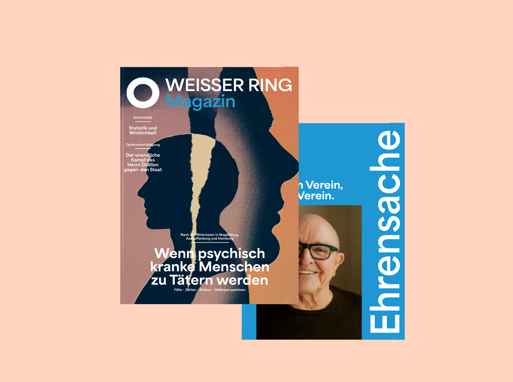 Cover des von twotype design gestalteten WEISSER RING Magazins 02/2025