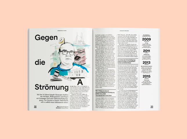 Artikel "Gegen die Strömung" aus dem WEISSER RING Magazin