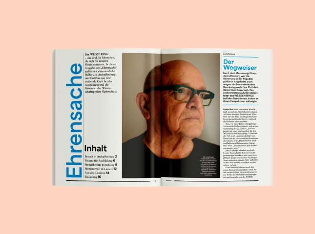 Doppelseite aus dem Extraheft "Ehrensache" aus dem WEISSER RING Magazin