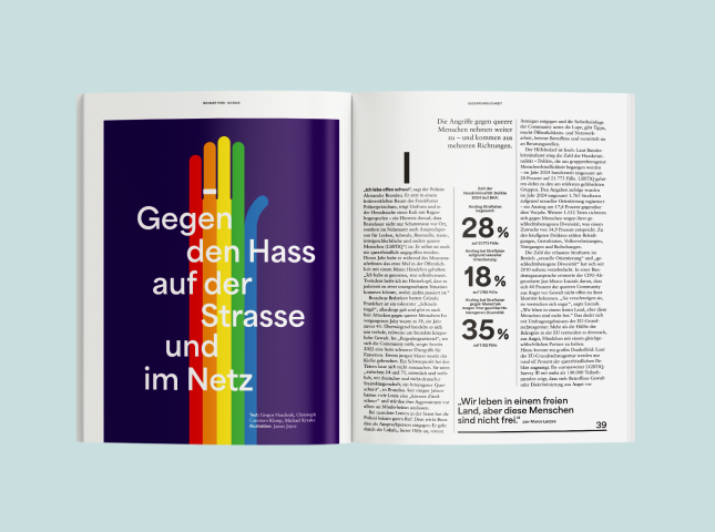 Eine Doppelseite von WEISSER RING Magazin 04/2025