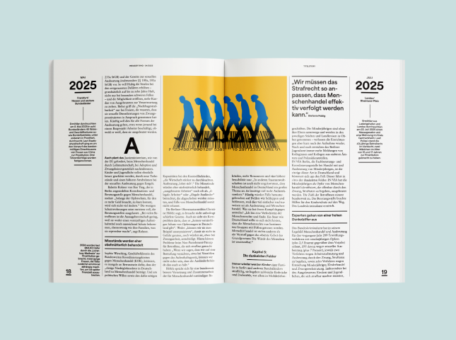 Eine Doppelseite von WEISSER RING Magazin 04/2025