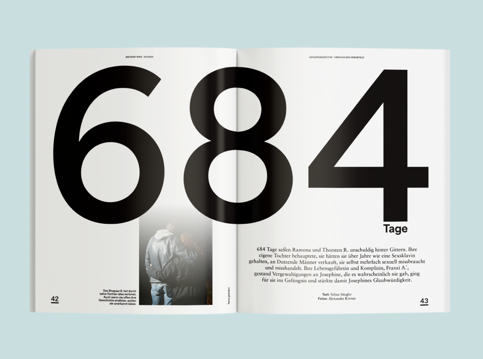 Eine Doppelseite von WEISSER RING Magazin 04/2025