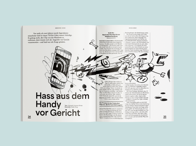 Eine Doppelseite von WEISSER RING Magazin 04/2025