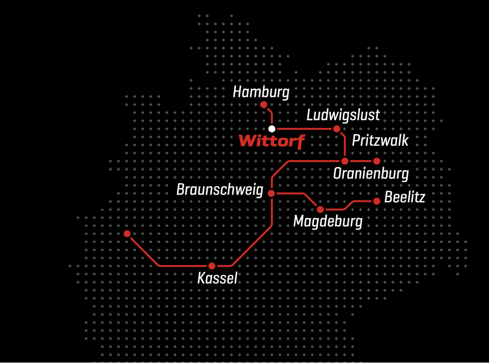 Eine Karte im Stil vom Willke Gleisbau Corporate Redesign