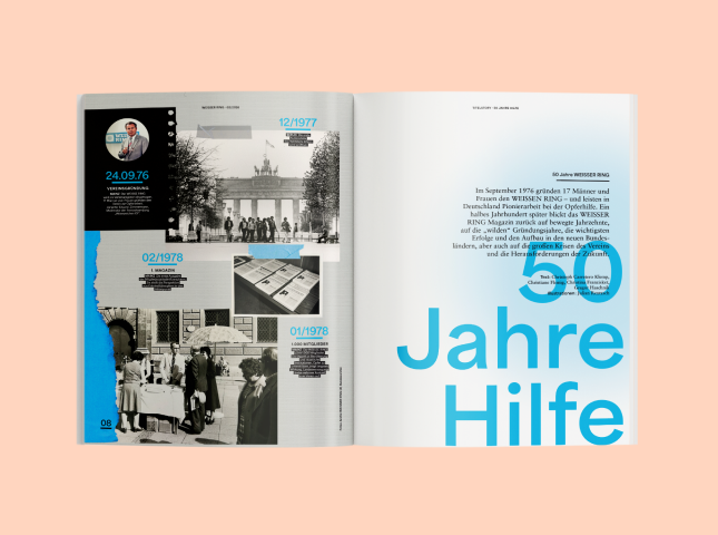 Eine Doppelseite des Magazins
