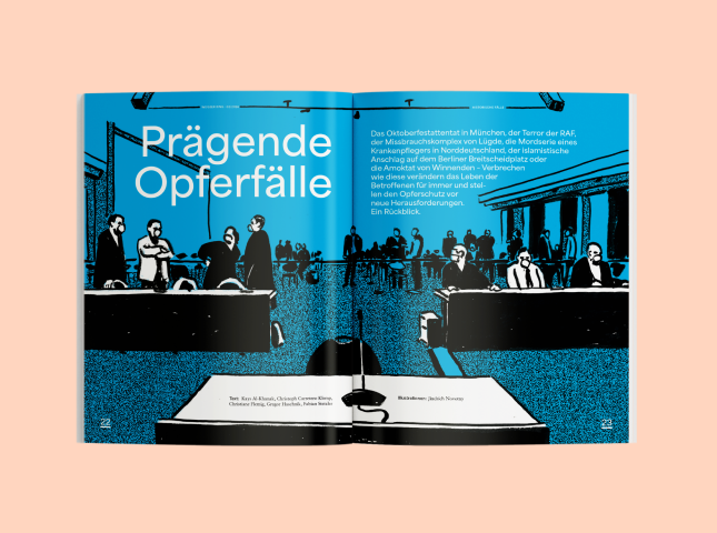 Eine Doppelseite aus dem WEISSER RING Magazin 02/2026