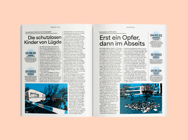 Eine Doppelseite aus dem WEISSER RING Magazin 02/2026