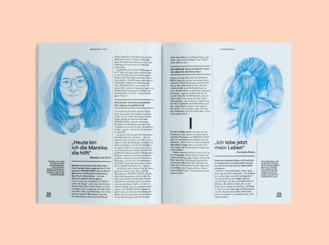 Eine Doppelseite aus dem WEISSER RING Magazin 02/2026